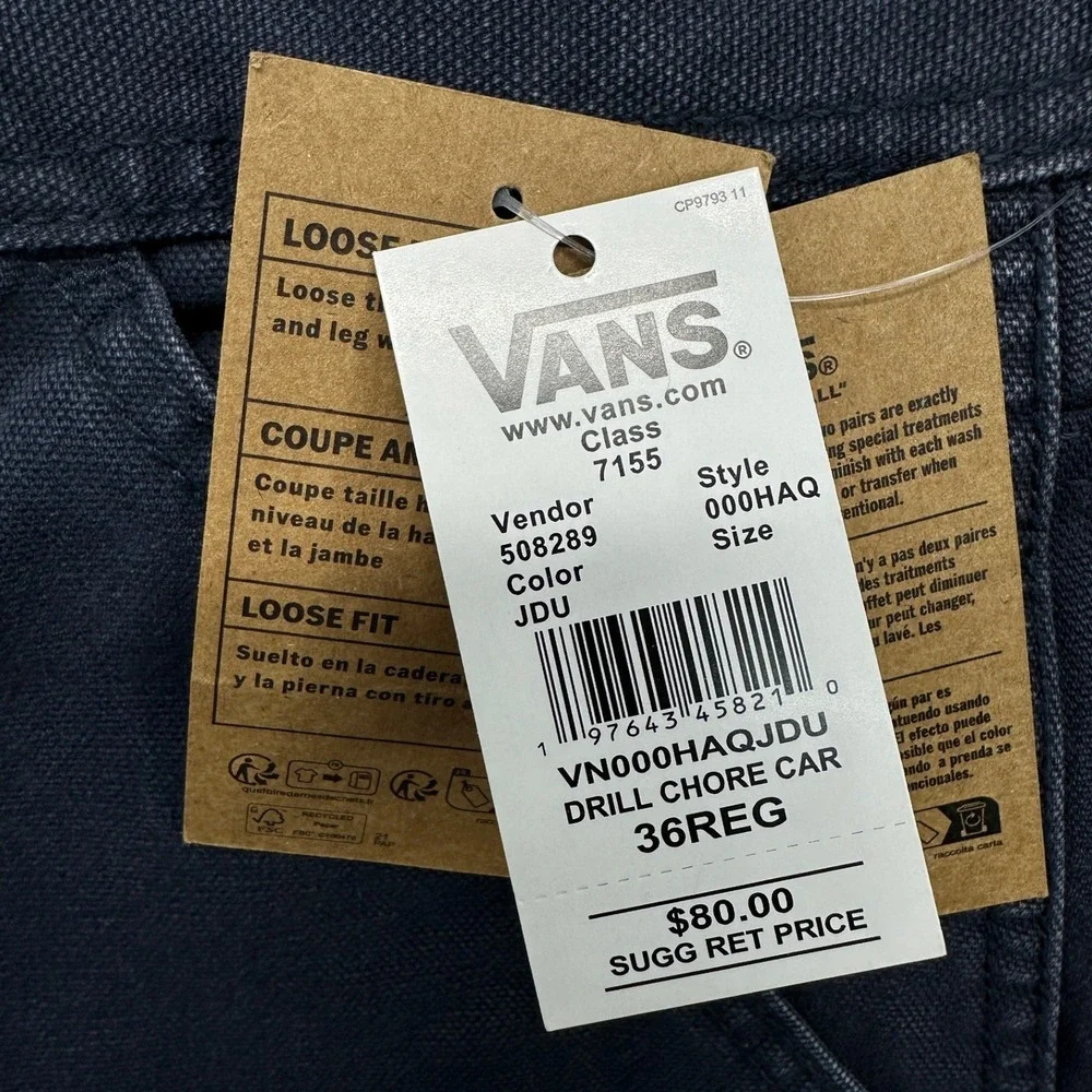 Vans Drill Chore Carpenter Pants Dress Blues Loose / Mens 36 Regular